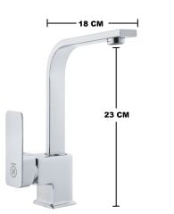 LAVABO BATARYASI KROM KARE BANYO LAVABO MUSLUK AĞIR PRİNÇ GÖVDE DÖNER BORU LÜKS ARMATÜR GÜMÜŞ GRİ