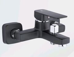 KARE SİYAH BANYO BATARYASI AĞIR PRİNÇ GÖVDE YÜKSEK KALİTE MUSLUK KÖŞELİ ŞIK MODERN TASARIM